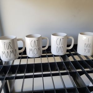 Set of 4 cat mom Rae Dunn coffee mugs